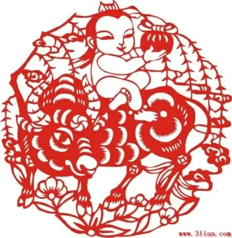 silhouette vector auspicious year of the ox baby