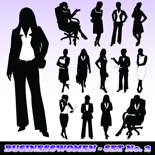 silhouettes of businesspeople design vector graphics