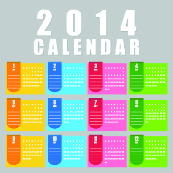 simple14 calendar design vector set