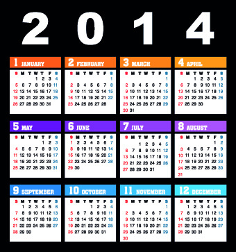 simple14 calendar design vector set