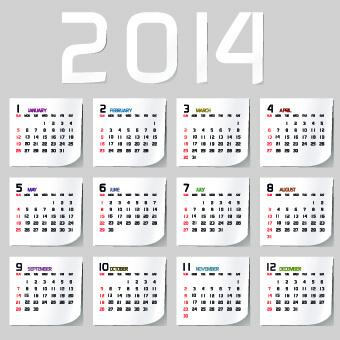 simple14 calendar design vector set