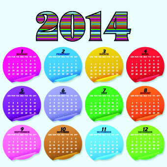 simple14 calendar design vector set
