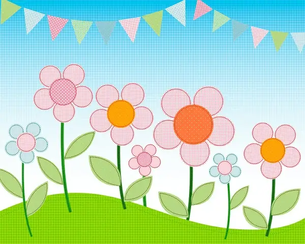 simple cartoon flower landscape