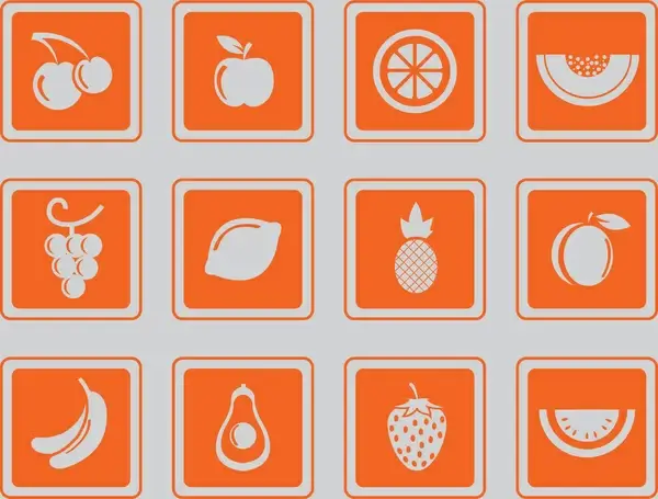 simple fruit icons set