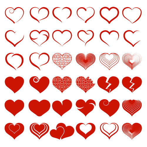 simple heart shapes icons vectors