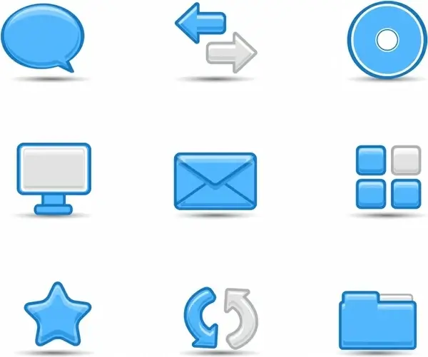 user interface icons blue white flat design