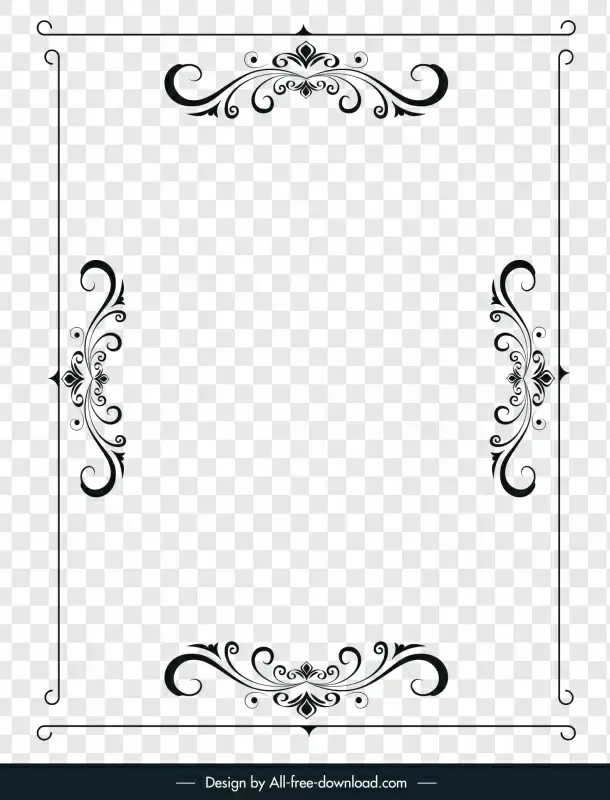 Simple page border transparent background elegant symmetric curves shapes  sketch Vectors graphic art designs in editable .ai .eps .svg .cdr format  free and easy download unlimit id:6924407