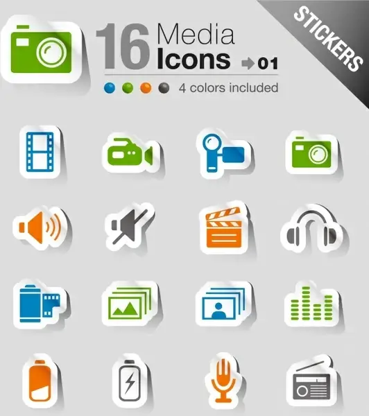 media icons collection modern paper cut sketch