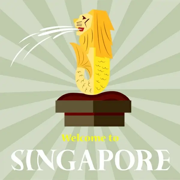 singapore promotion banner design with lion symbol