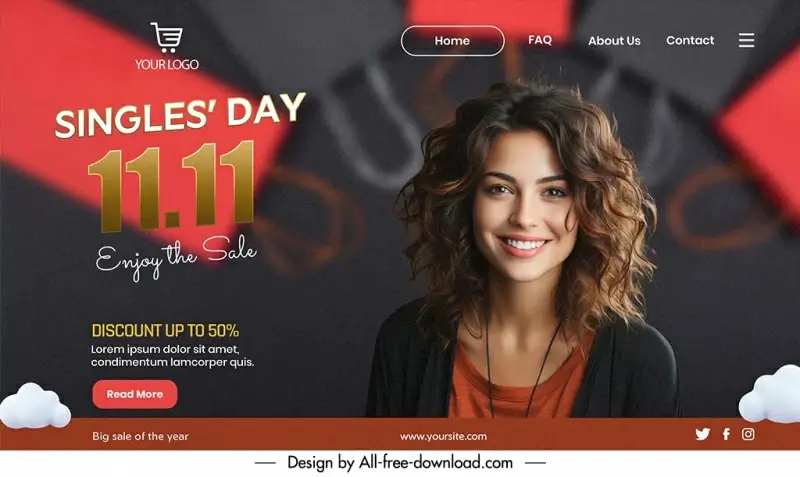 singles day landing page template elegant contrast realistic