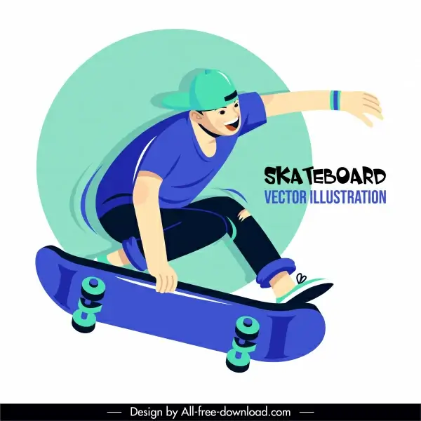 skater sports icon dynamic cartoon sketch