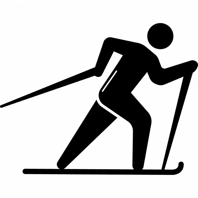 skiing nordic sign icon dynamic flat silhouette sketch