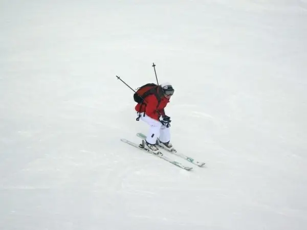 skiing on slope