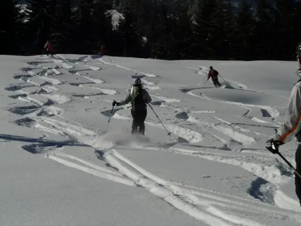 skiing skiers departure