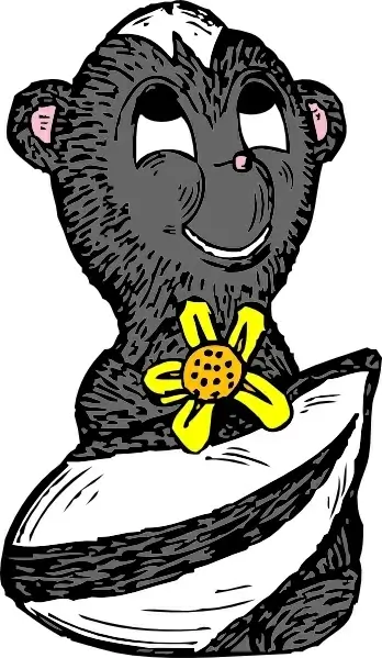 Skunk With A Flower clip art