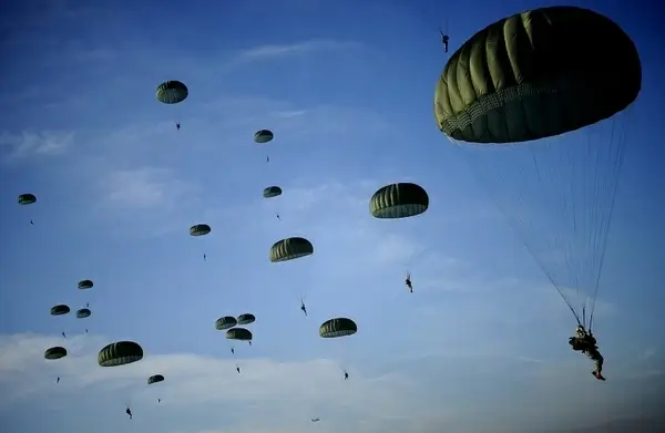 sky clouds parachutes
