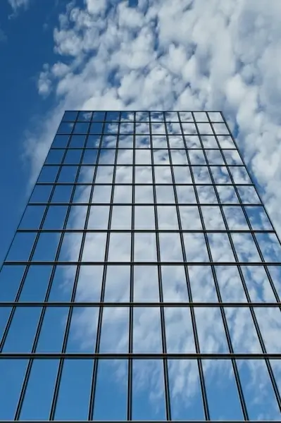 skyscraper clouds reflect