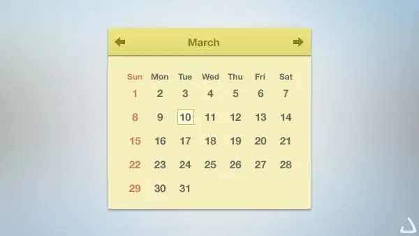 Sleek Flat Calendar