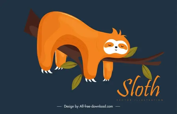 sleeping sloth painting cute colored cartoon character