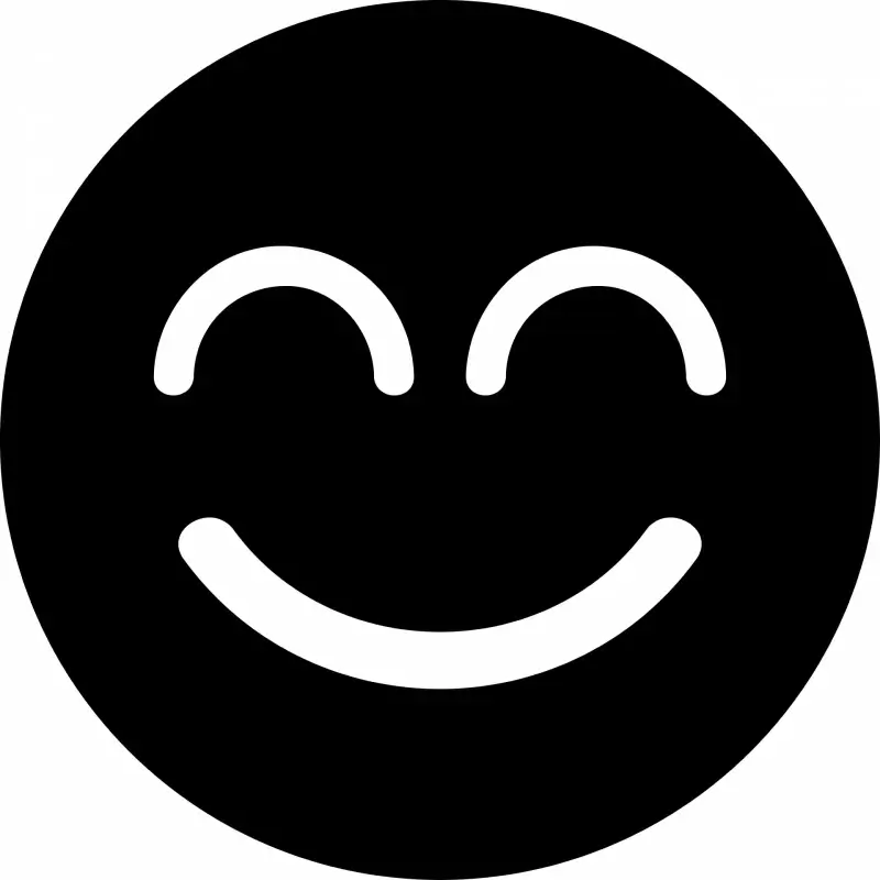 smile beam emoticon flat black white contrast circle face outline