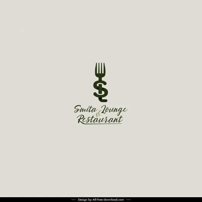 smita lounge and restaurant logo template modern elegant stylized text fork calligraphy decor 