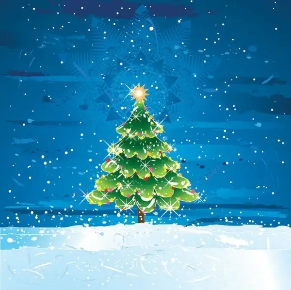 snow christmas tree vector
