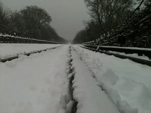 snow covered underground track