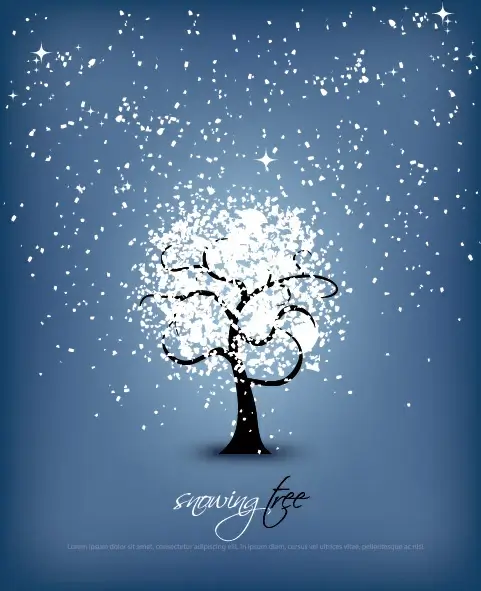 snowing tree vector graphic