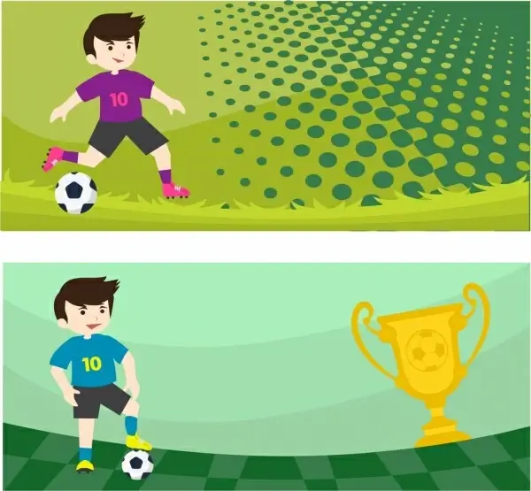 soccer banner player ball cup icons ornament