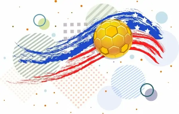 soccer event banner grunge usa flag ball icons