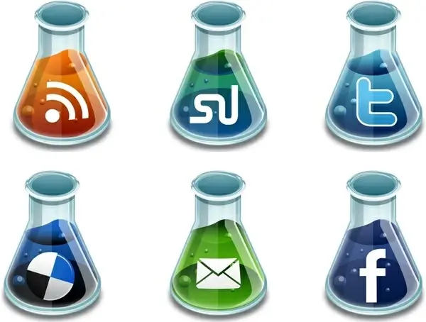 Social media beakers icons pack