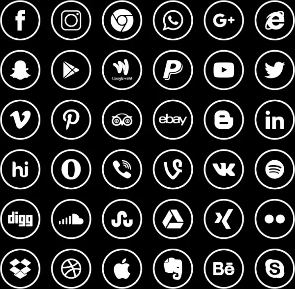 Camino Hueco esponja social media icon set vector ordenar Triturado Trágico