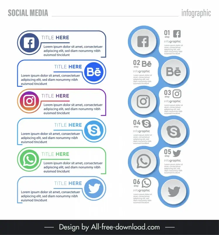 social media infographic template elegant modern circles frames
