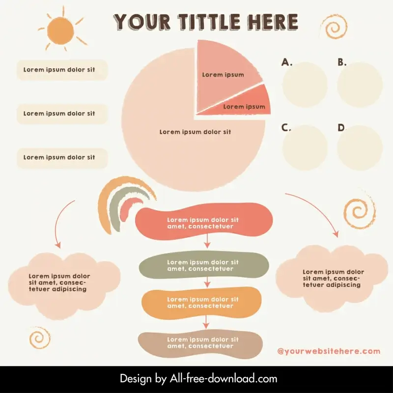  social media inforgraphic template flat classical weather elements shapes