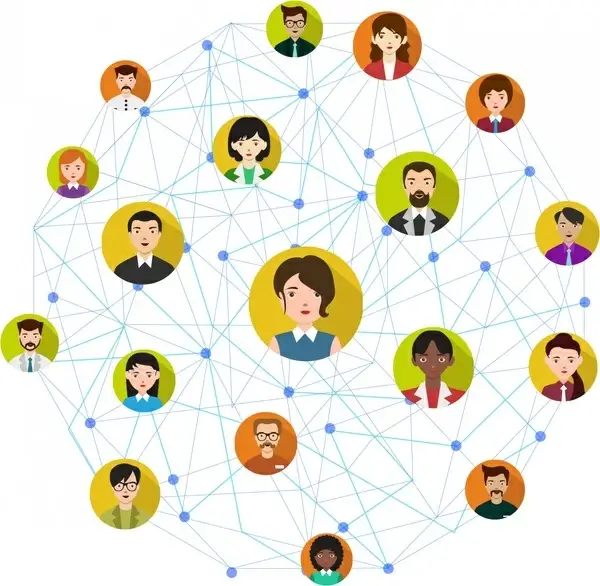 social network concept human icons connected in circle