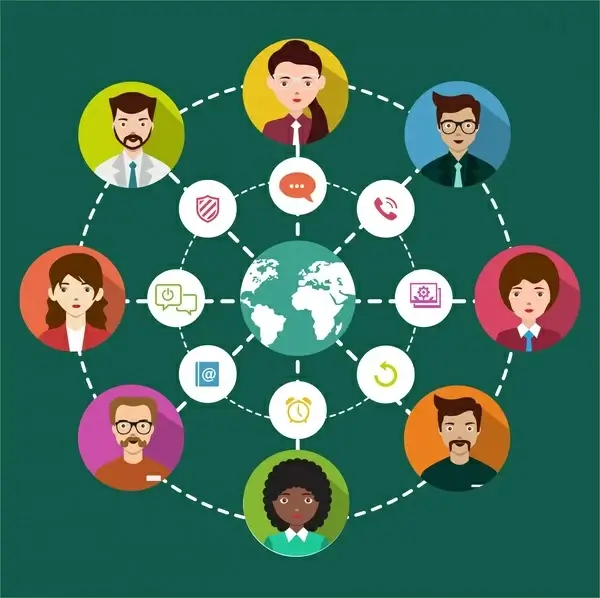 social networking design human icons circle infographic style