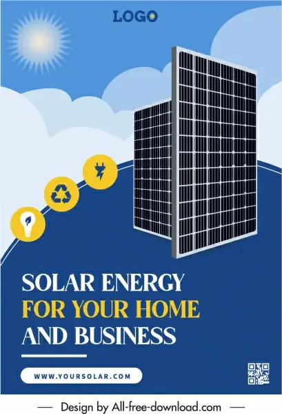 solar energy advertising poster sun batteries electrical elements