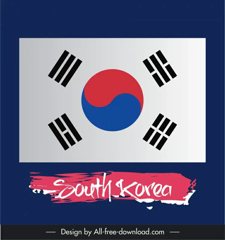 south korea flag poster template flat modern symmetric design  