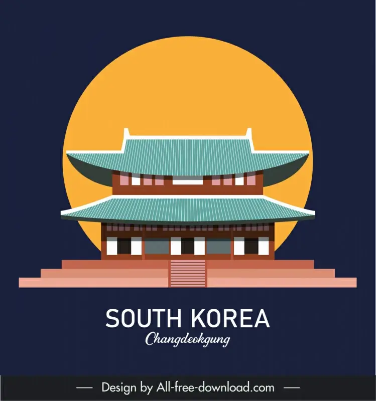 south korea gyeongbokgung palace advertising poster template classical symmetric design 