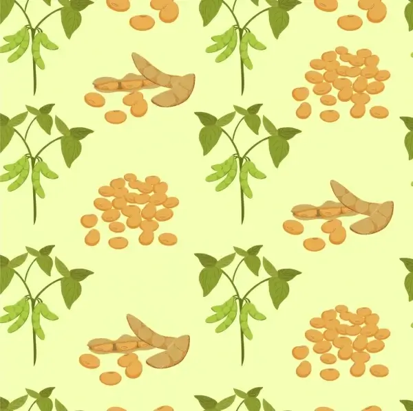 soybean background pea tree icons repeating design