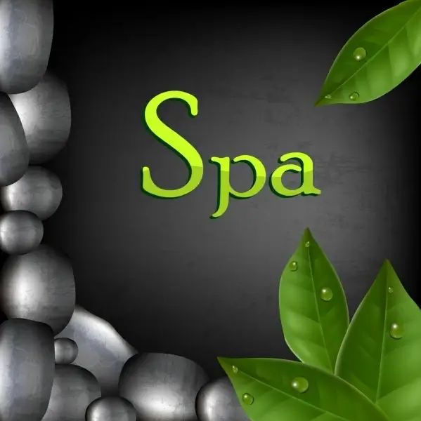 spa advertising background text stone green leaves decoration