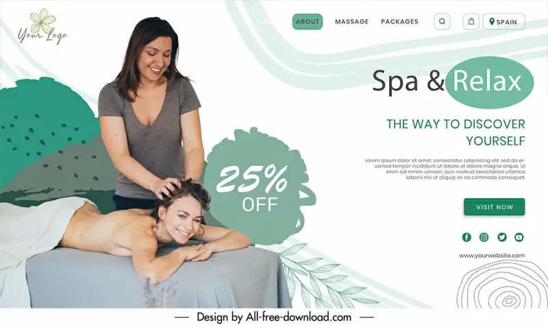 spa landing page template happy ladies massage 