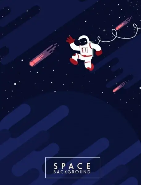 space background comets astronaut icons decor