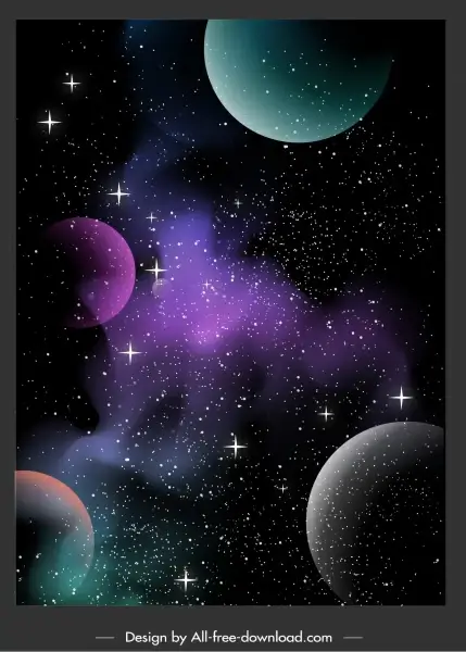 space background twinkling stars planets decor