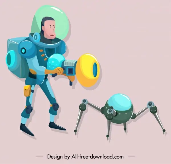 space exploration icons modern design cartoon character sketch
