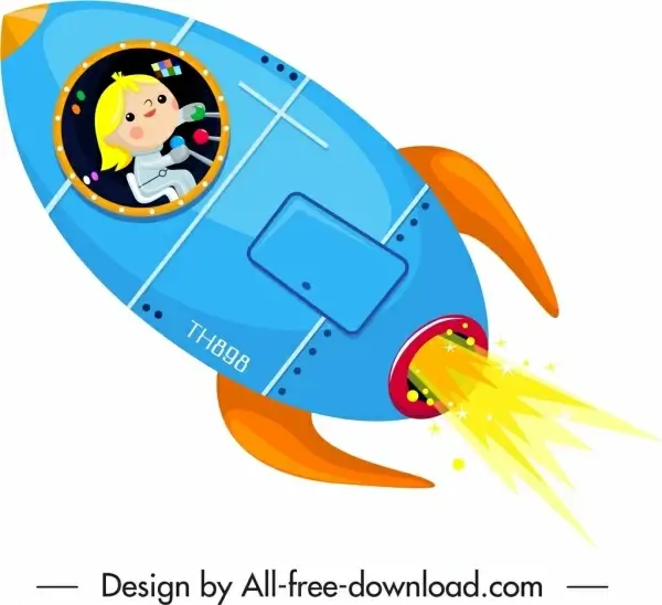 spaceship icon colored cartoon design