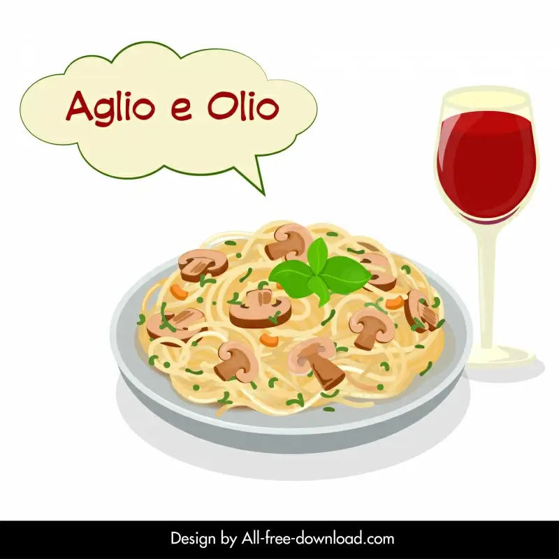 spaghetti aglio e olio advertising banner elegant flat design