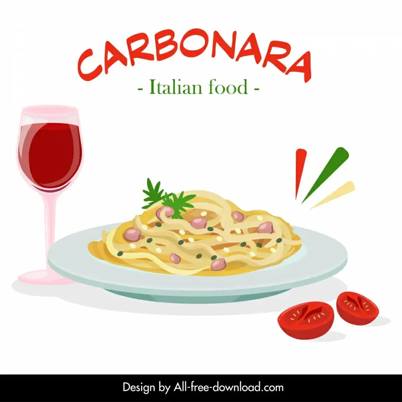 spaghetti carbonara cuisine advertising banner elegant flat design 