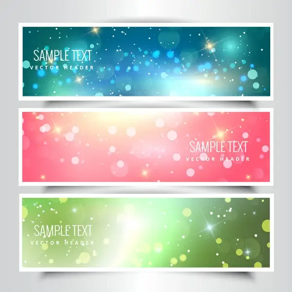 sparkle dazzling bokeh background vector headers collection