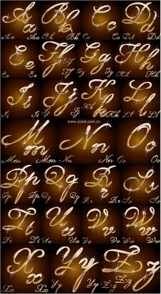 sparkling metallic handwritten letters vector